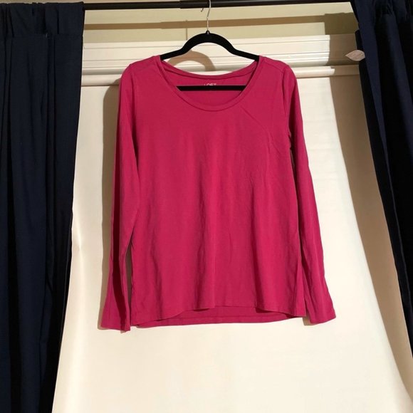 🧡 Loft Long Sleeve Tee Scoop Neck Pink Medium - Picture 1 of 4